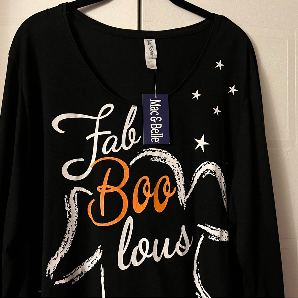 NWT Black “FabBOOlous” ghost halloween long sleeve tunic shirt